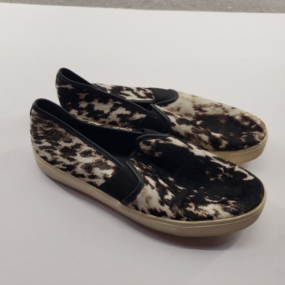 Vince Womens Size 6.5M Sneakers Shoes Calf Pony Hair Animal Print Black Ivory